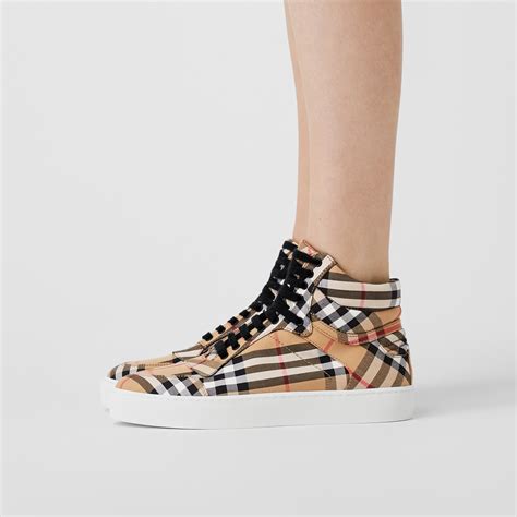 womens burberry high top sneakers|check cotton high top sneakers.